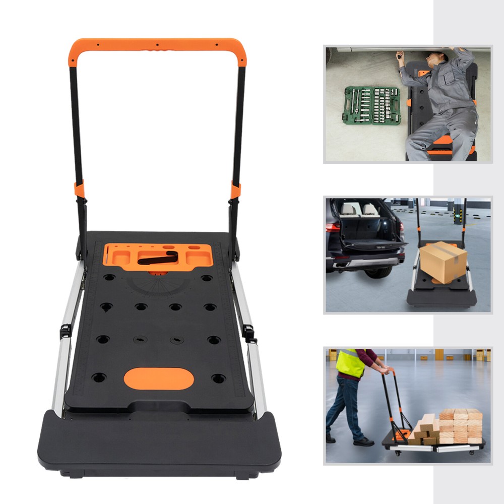 550Lbs Portable Work Platform Adjustable Work Bench Folding Roller Board 7-in-1
