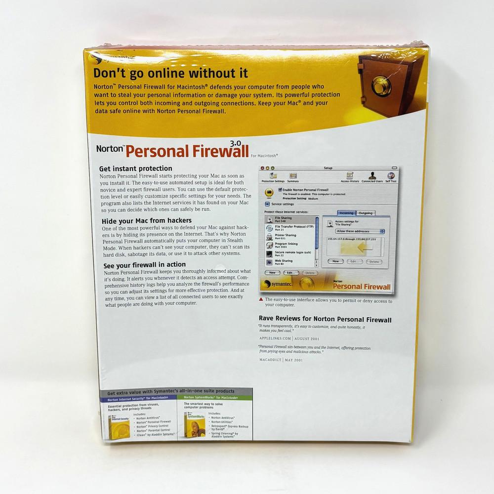 SEALED Norton Personal Firewall 3.0 in Box - Mac CD-ROM