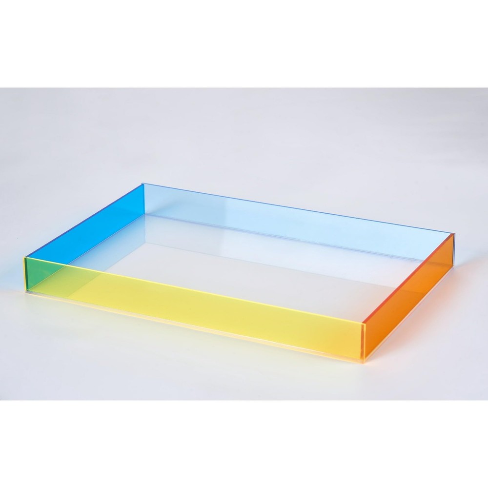 Acrylic Serving Tray,Blue, Yellow & Orange Gradient, Rectangular Colorful Dec...
