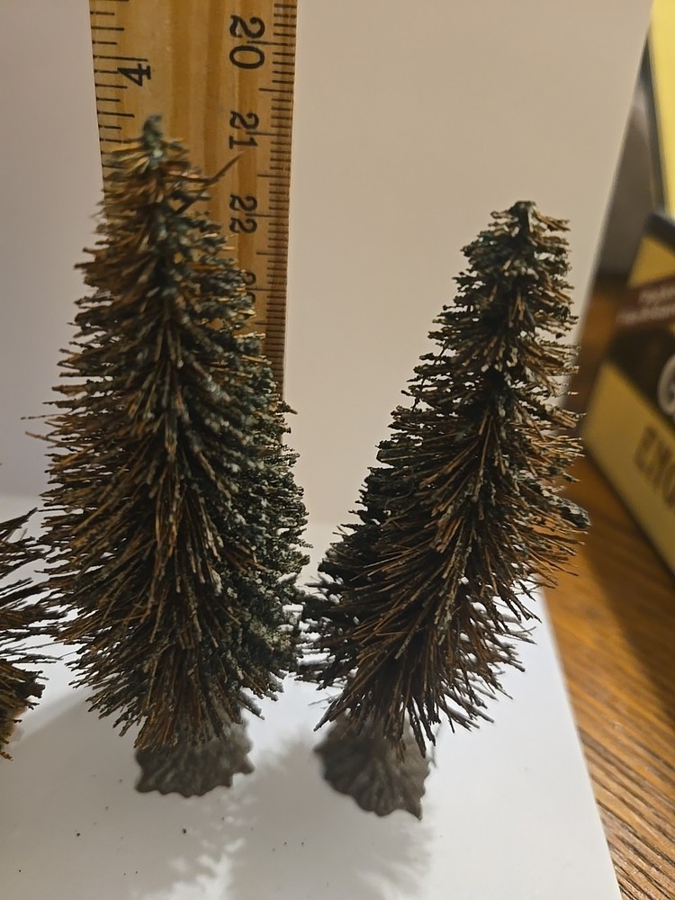 FIR TREES 4" Brown Bottle Brush TRAIN LAYOUT 4 PCS