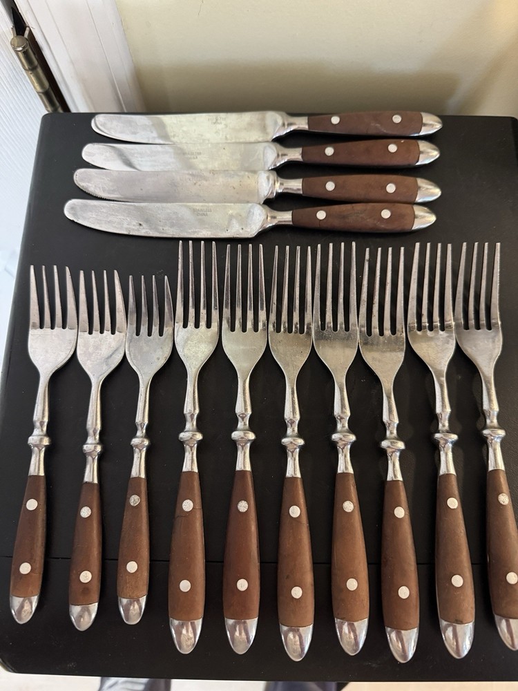 Wood grain Brown 25pcs Flatware