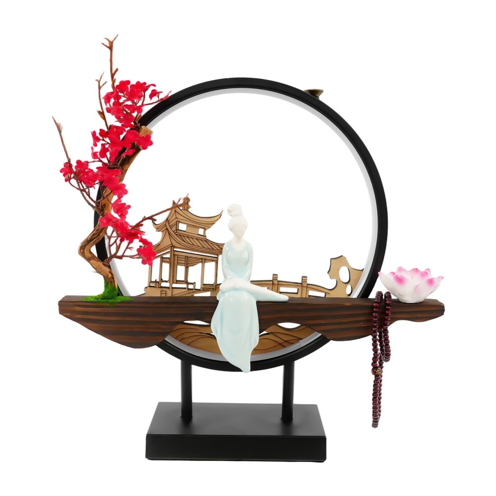 Backflow Incense Holder with LED Light, Ceramic Backflow Incense Burner
