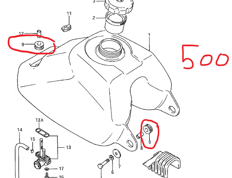 SUZUKI 250 QUADRACER LT250R, LT500R 500 QUADZILLA GAS TANK MOUNTING GROMMET