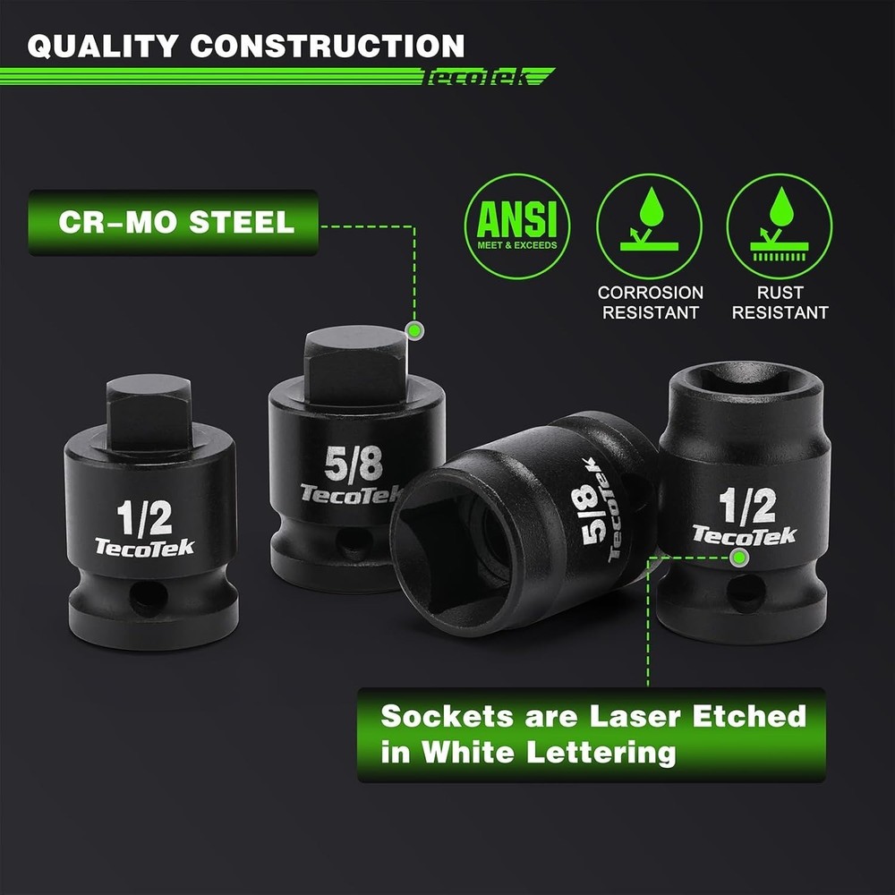 1/2" Drive Pipe Plug Socket Set, Square Drive Socket, 10-Piece, SAE, 4 Point...