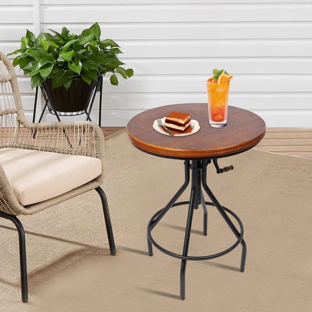 Height Adjustable Side Table Lifting Bar Table Rustic Elegance Style Side Table