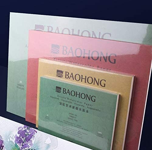 BAOHONG Artists' Grade Watercolor Painting Paper,100%Cotton Cold Press,20 Sheet