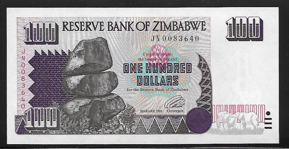 Zimbabwe P-9 100 Dollars 1995 Unc