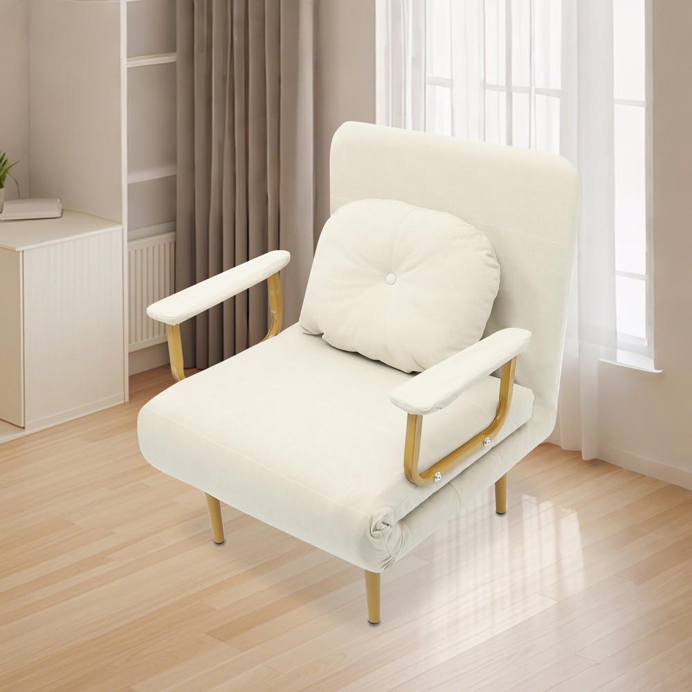 Convertible Sofa Bed with Pillow, 5-Gear Adjustable Backrest, Compact Design