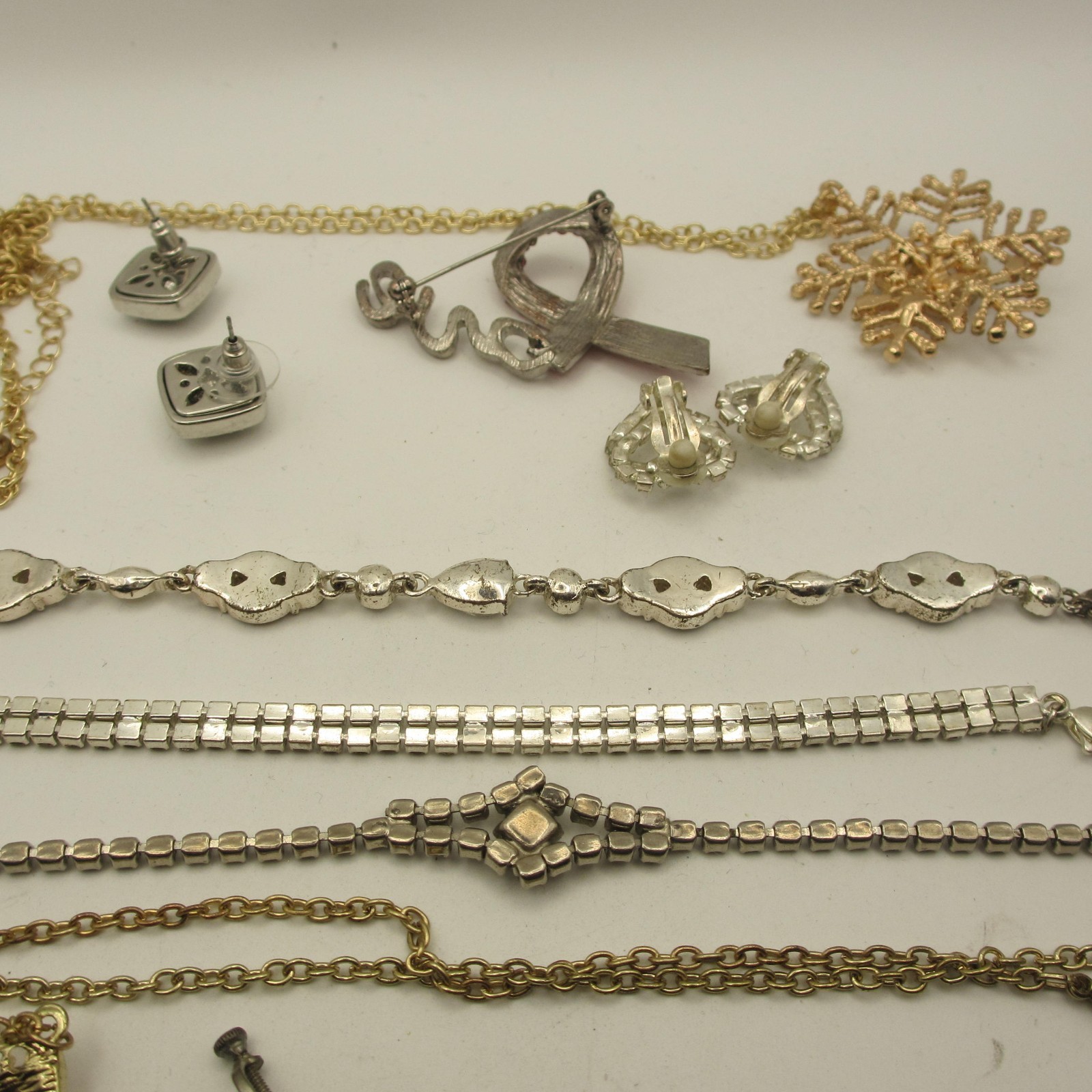 Vintage Rhinestone Jewery Lot Bracelets Necklaces Earrings Shoe Clips Brooch