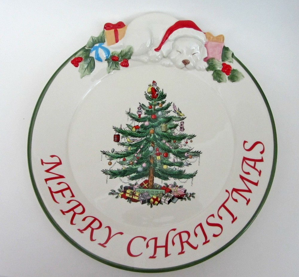 Spode Christmas Tree Puppy Serving Platter Tray 13" NEW