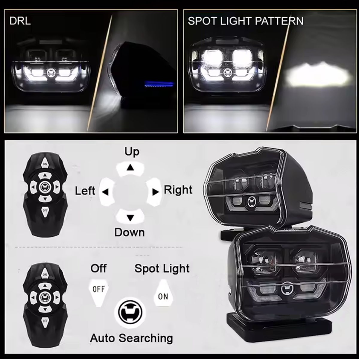LED Remote Control Searchlight Marine Boat Car Truck Wireless Spotlight Magnetic