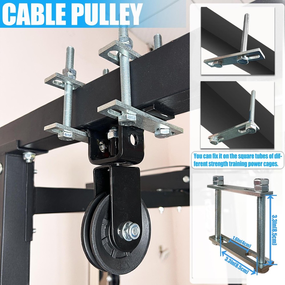 Power Rack 360° Swing Pulley System Attachment LAT Pulldown Machine Cable F Gym