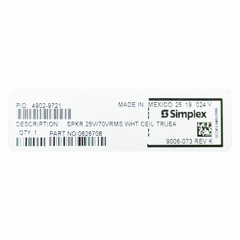 SIMPLEX 4902-9721 MULTI-TAPPED ROUND SPEAKER CEILING WALL OUTPUT 1/4 / 2W