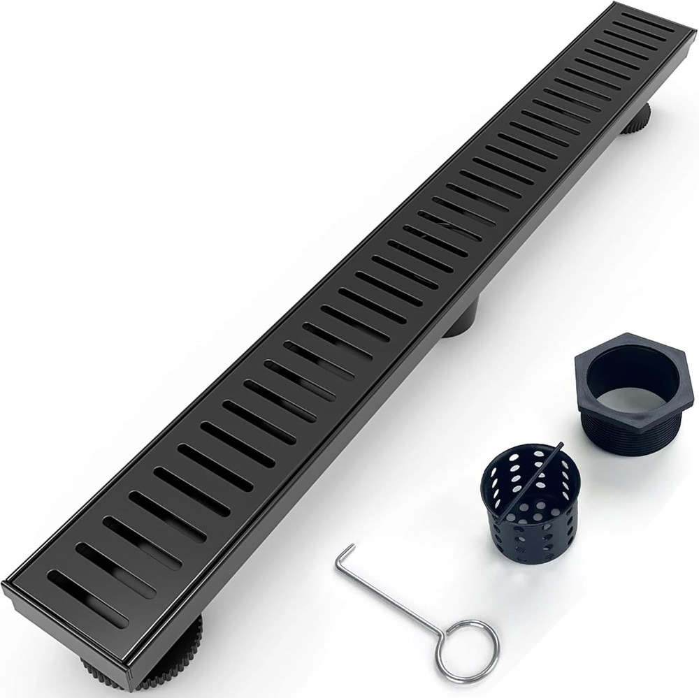 32 Inch Linear Shower Drain Bathroom Kitchen Matte Bla Floor Drain