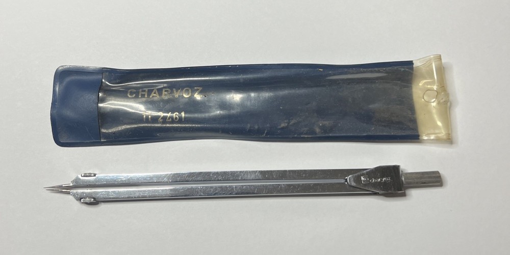 Vtg 7" CHARVOZ Drafting Divider Drafting Tool 11 2461 with Case