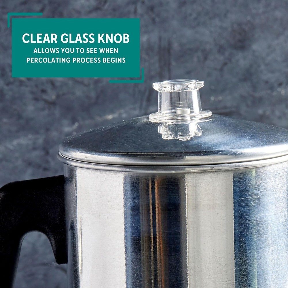 Versatile 9-Cup Percolator: Perfect for Home Brewing & Camping Adventures