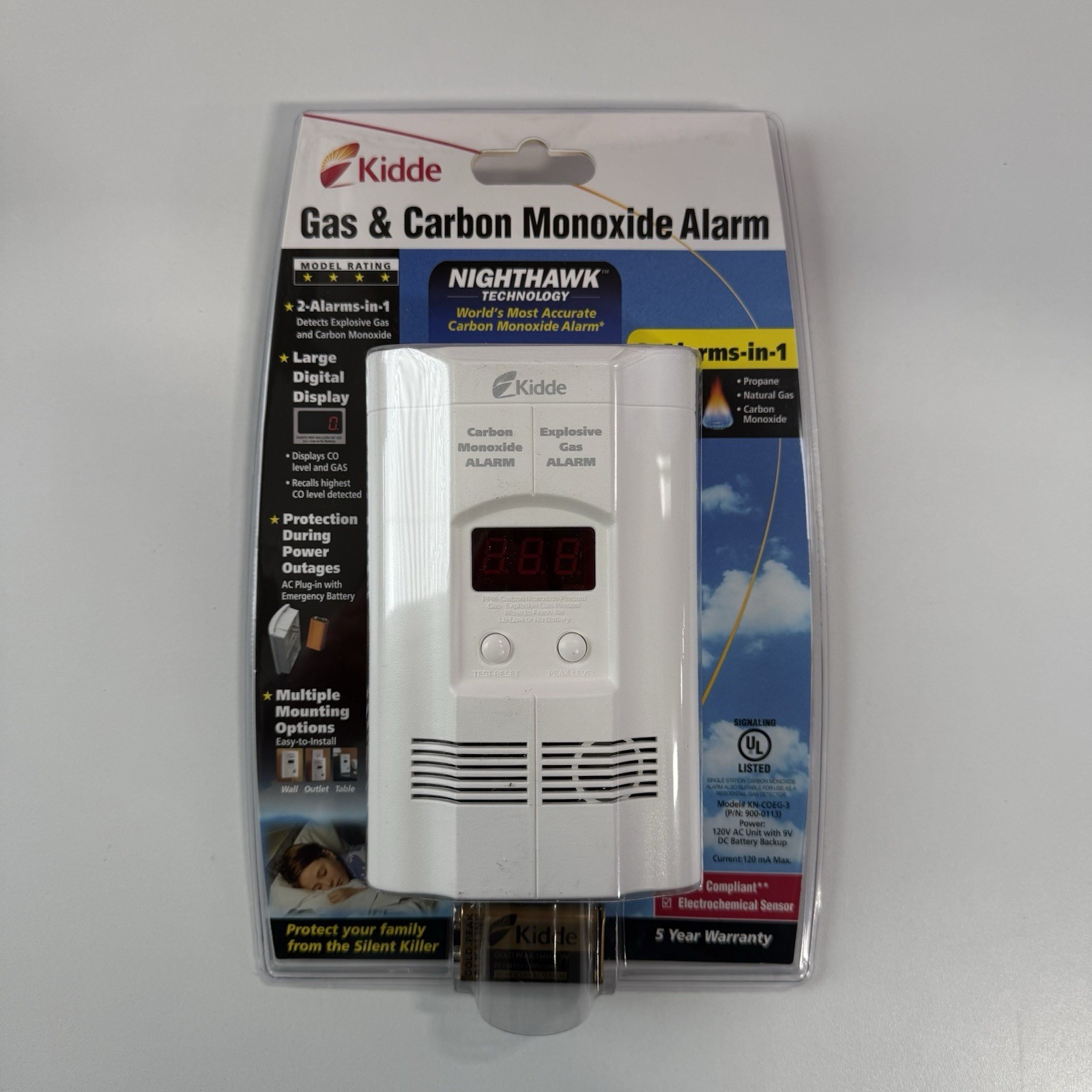 Kidde KN-COEG-3 Explosive Gas Alarm Carbon Monoxide Alarm Detector with Battery