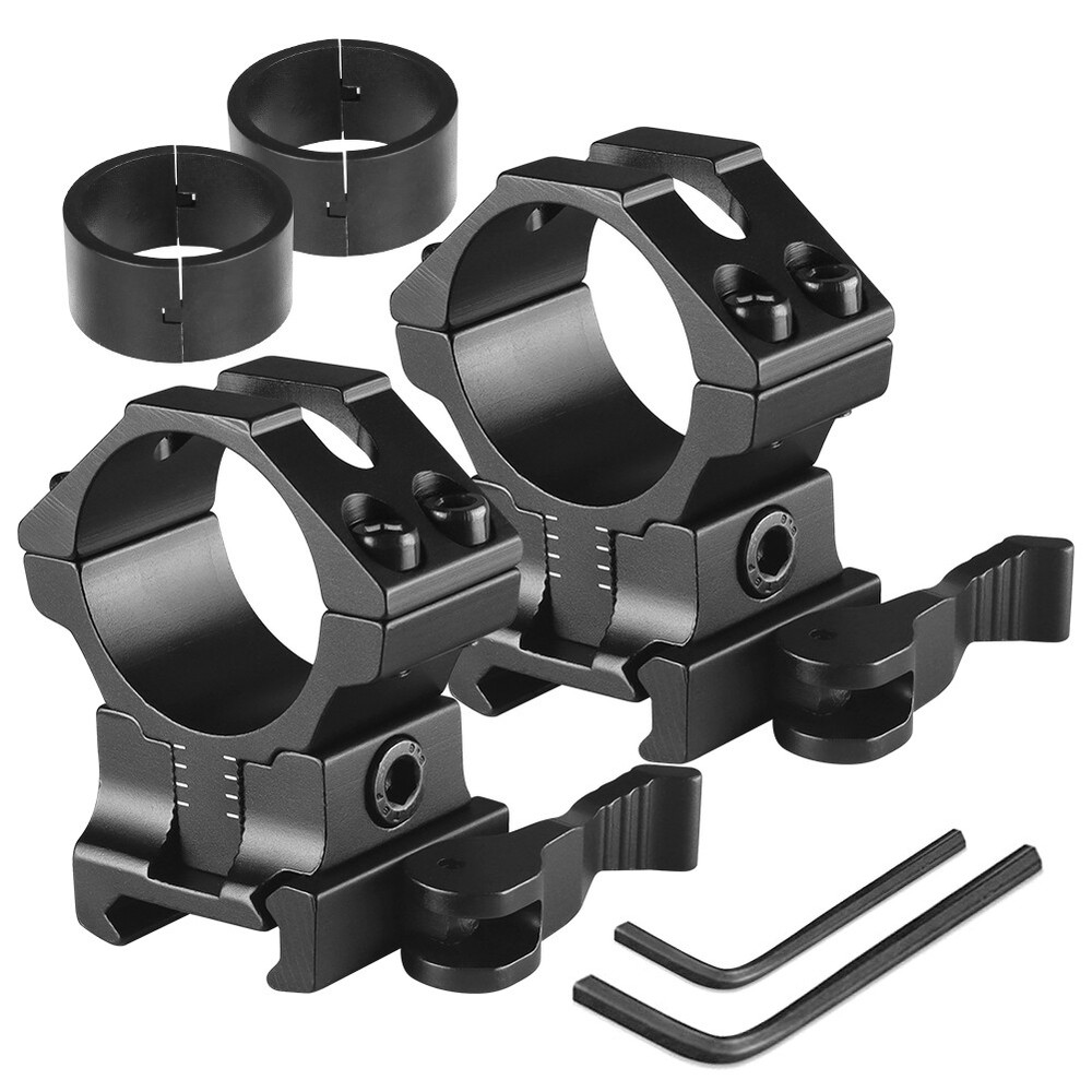 2Pack Adjustable Height Scope Ring 25.4mm/30mm for 20mm Dovetail Rail Riser Base