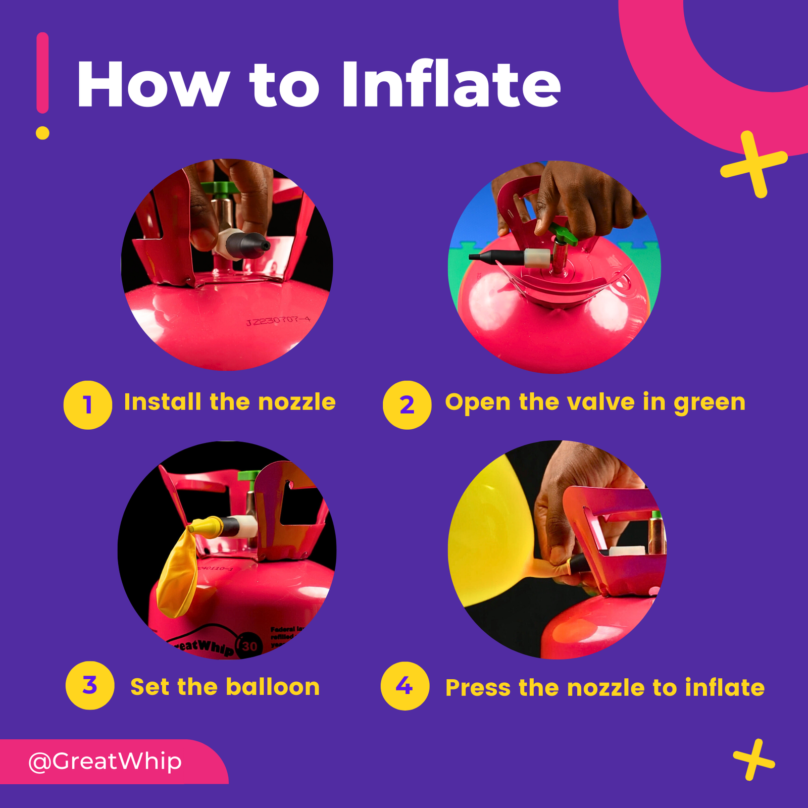 Helium Tank Kit GreatWhip 13L Party w/ white Ribbon & 50pcs 9" latex balloons 🎈