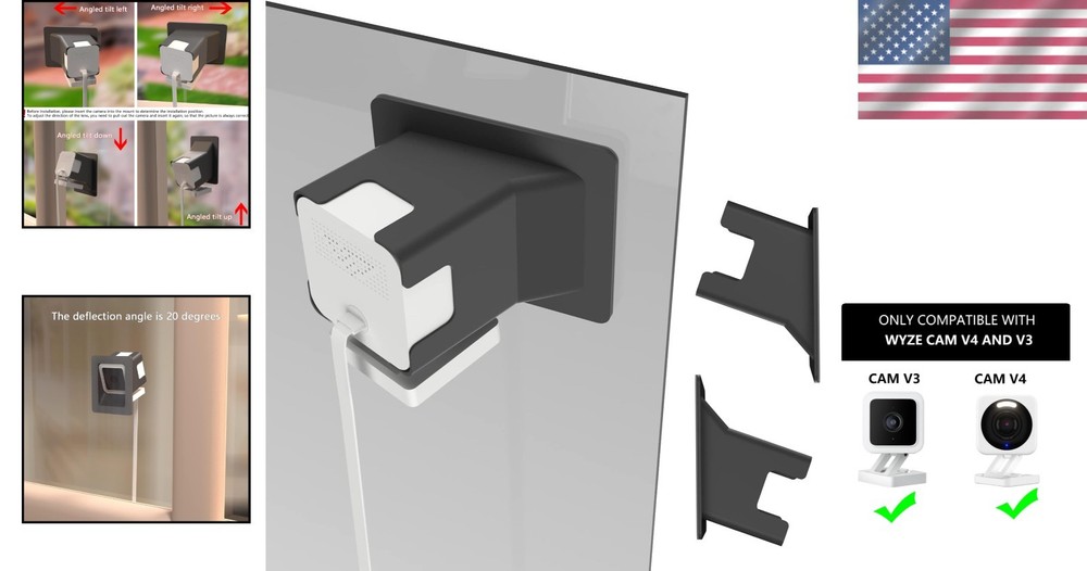 Transform Your Wyze Cam V3/V4 with 2 Pack Angled Window Mount - Easy Setup