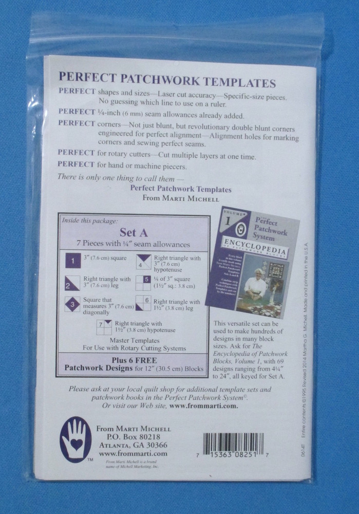 Marti Michell Perfect Patchwork Acrylic Templates Set A with 7 Templates