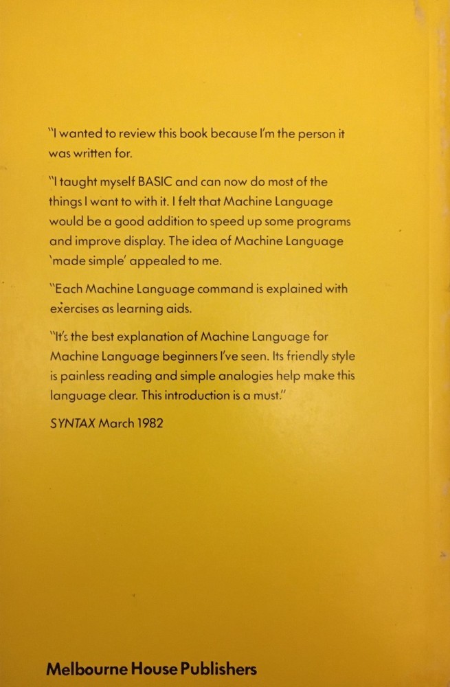 BOOK - Machine Language Programming Made Simple - NEW Condition