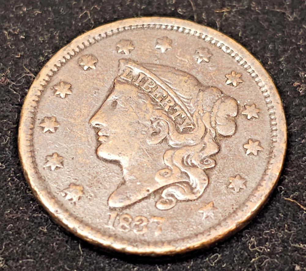 1837 Coronet Head Large Cent- Fine condition