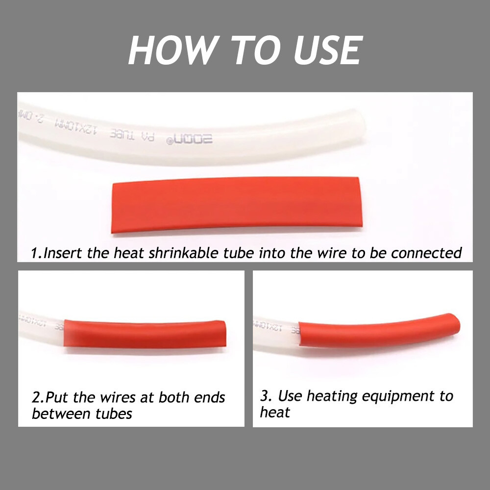 Heat Shrink Tubing 1 - 50mm Cable Heatshrink Sleeving Car 2:1 Ratio Grey