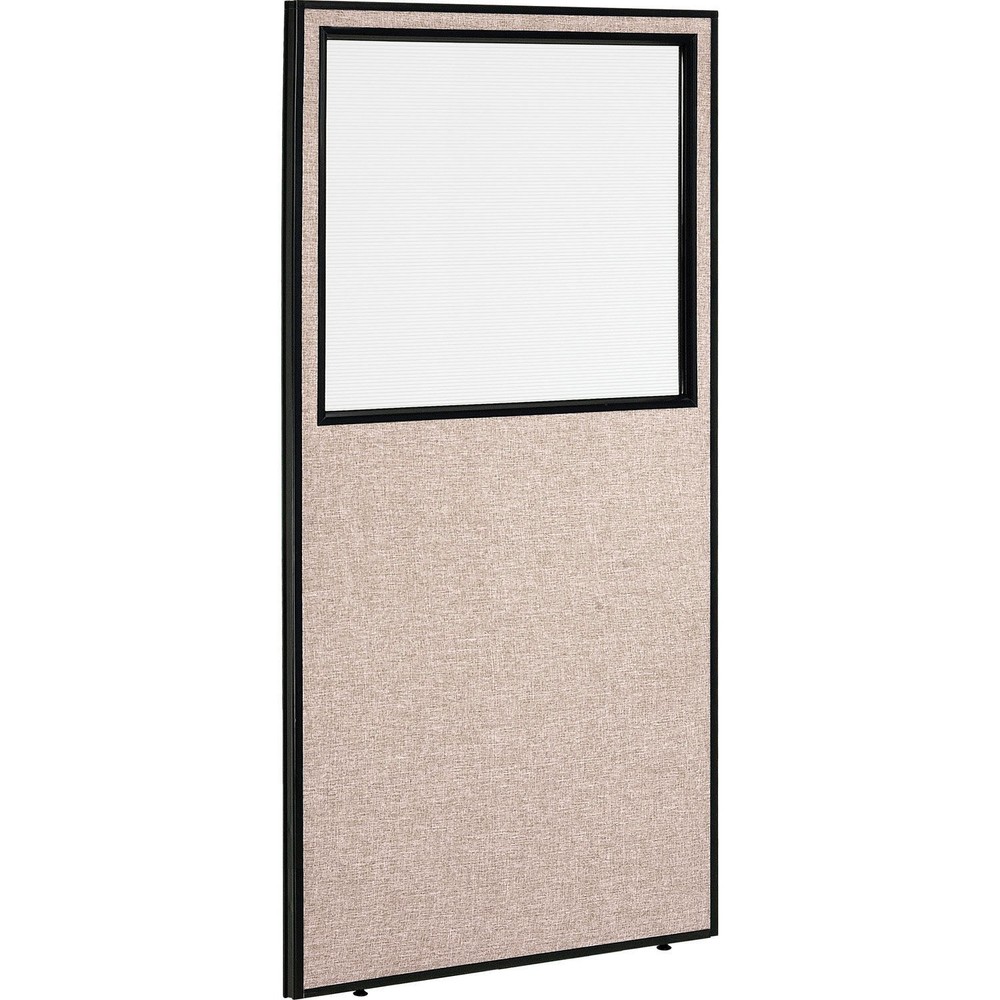 Office Partition Panel With Partial Window 36-1/4"W x 72"H Tan