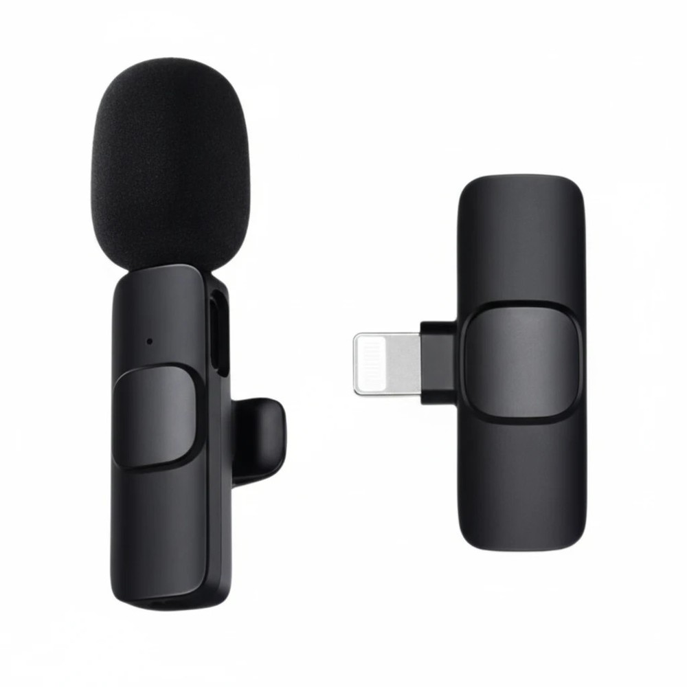 Lavalier Microphone Wireless Audio Video Recording Mini Mic Black iPhone Android