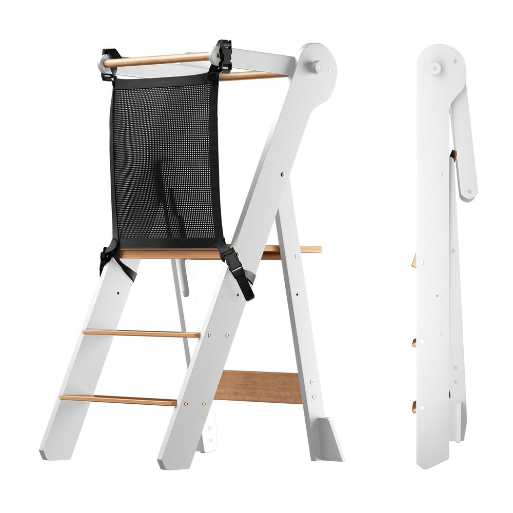 COSYLAND Foldable Toddler Standing Tower - Adjustable Height Kitchen Step Stool
