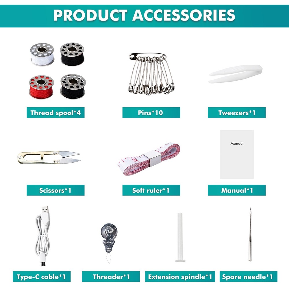 Mini Handheld Sewing Machine Electric Portable Stitch Tool with Full Kit