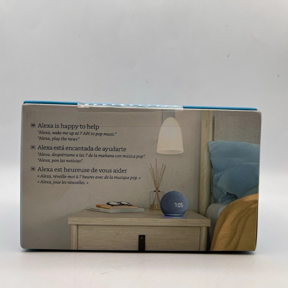 Amazon-Echo Dot with Clock-4th Generation-Glacier White Brand New Smart Speaker