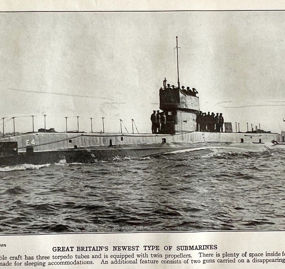 1914 British Navy Submarine Great Britain WW1 Print Antique Military War