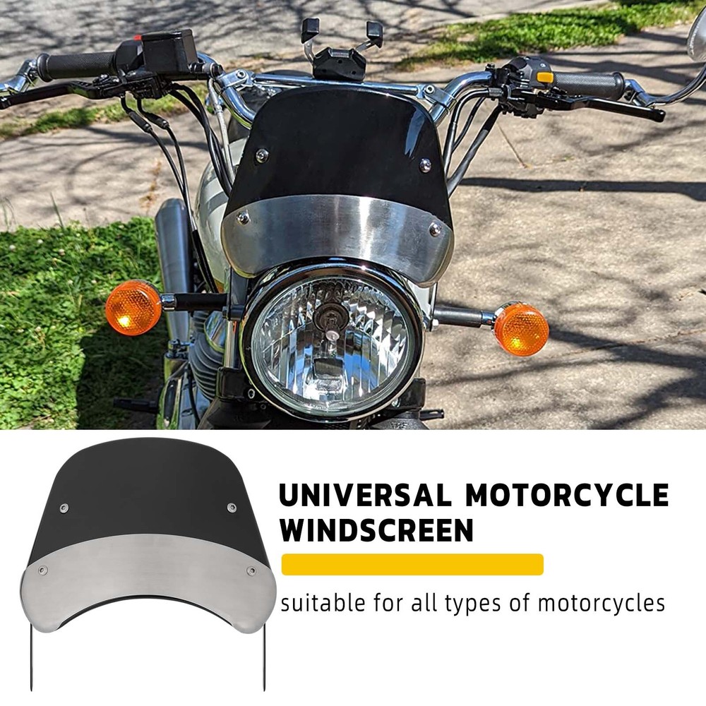 Universal Motorcycle Fairing Windshield Deflector Windscreen For 5-7'' Headlight
