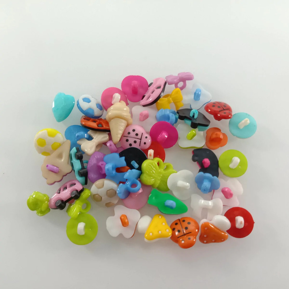 50pcs Mixed Plastic Loop Backing Buttons as pictured Random Mixed Colours DIY