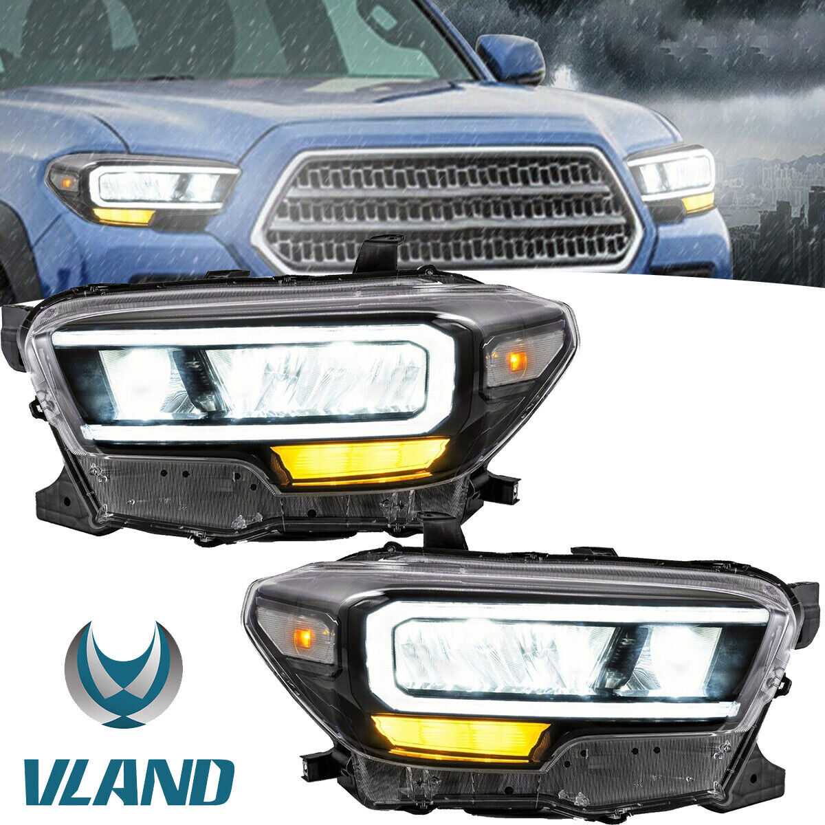 For 2016 2017-2020 2021 Toyota Tacoma Full LED DRL Projector Headlights Lamps