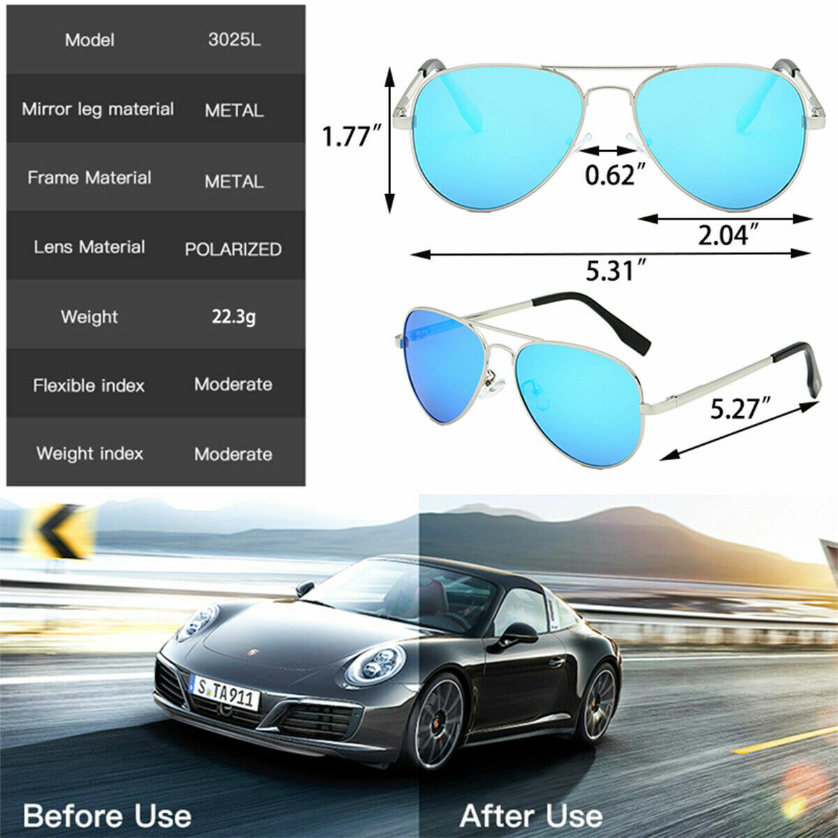 Polarized Aviator Sunglasses Anti-UV Flash Mirror Lens with Case For Boys Girls