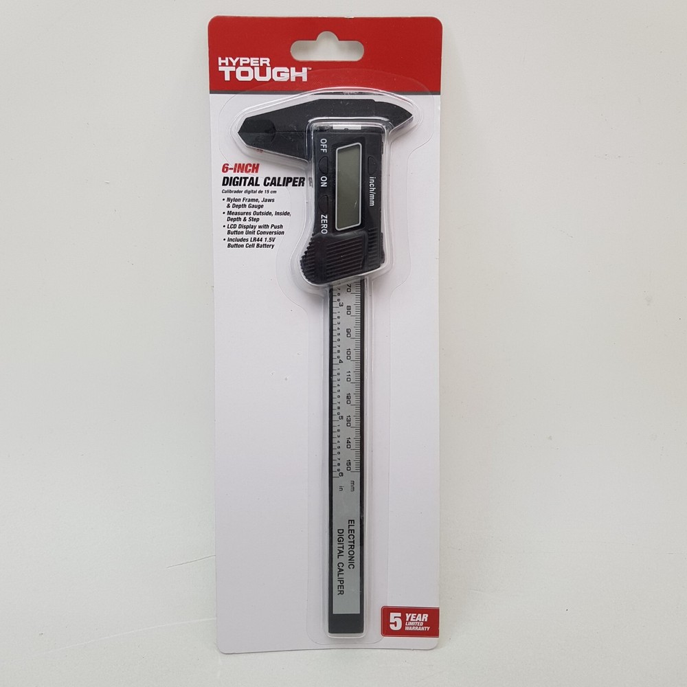 Hyper Tough 6" DIGITAL CALIPER LCD Display MEASURES OUTSIDE INSIDE DEPTH STEP