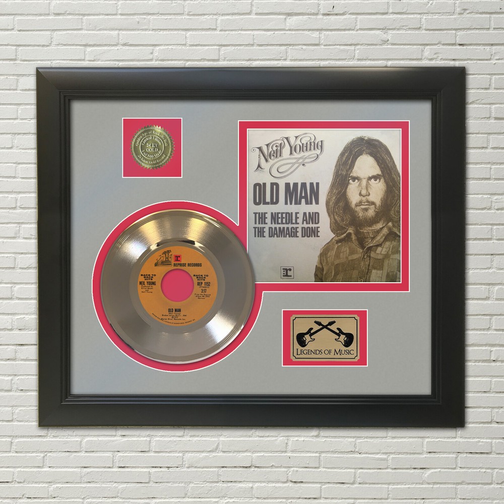 Neil Young Old Man Framed Picture Sleeve Gold 45 Record Display M4
