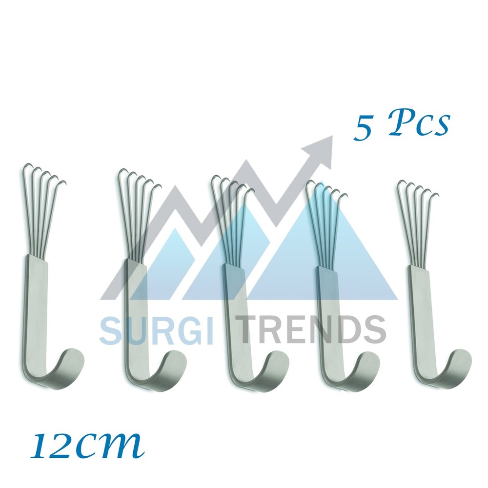 Anderson Bear Claw Retractor 5 Sharp Prongs Facelift Hook Instruments 12cm