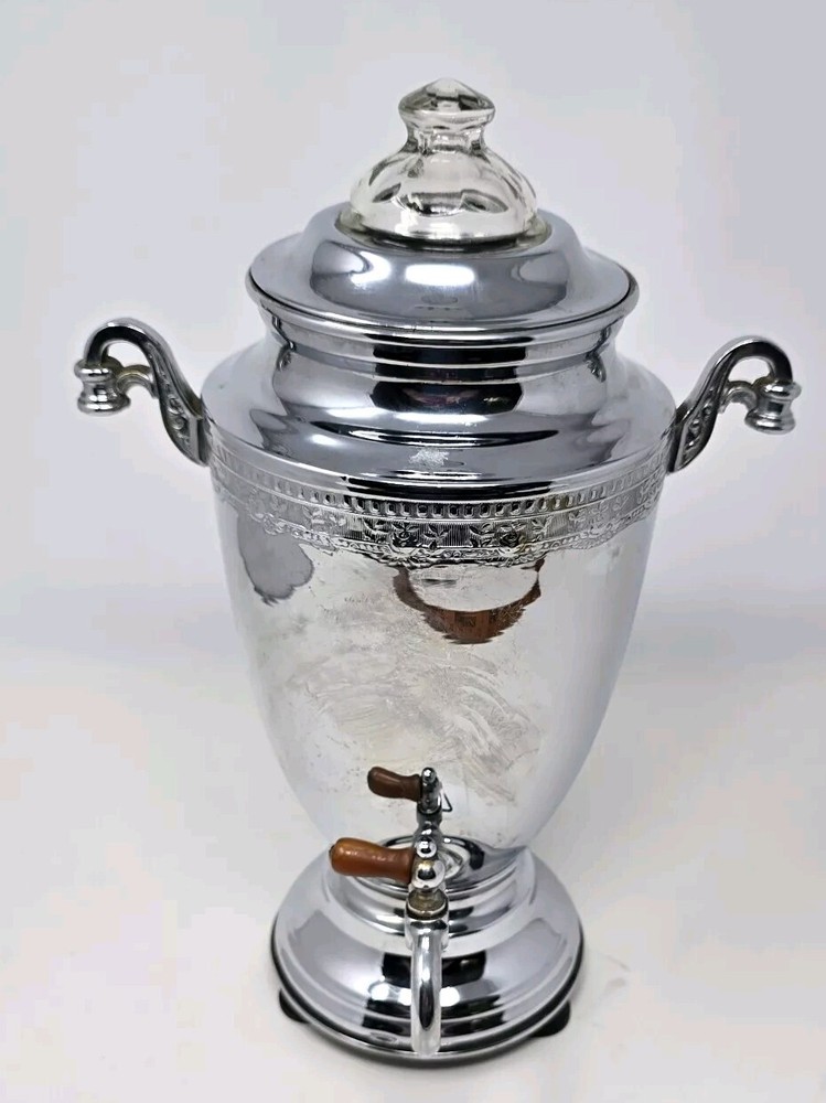 Art Deco Fancy Silver Plate Coffee Urn Samovar Hot Water Dispenser *READ