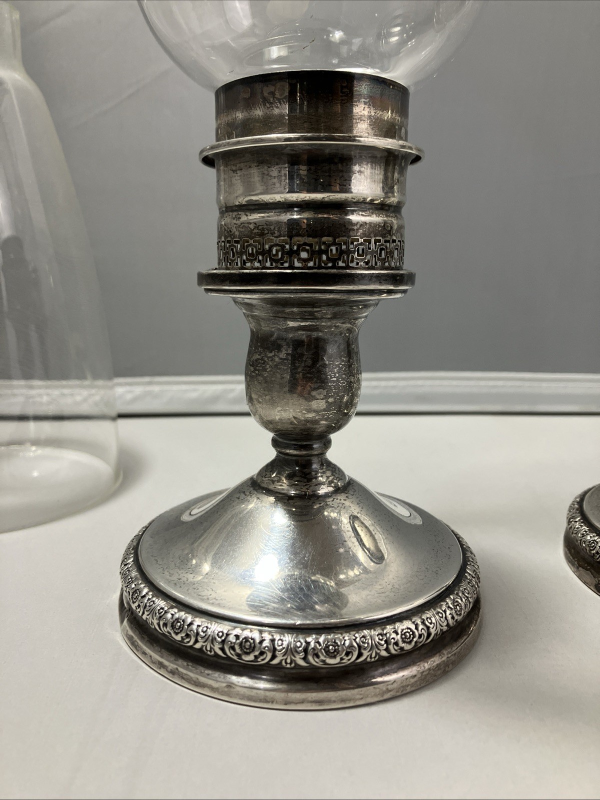 International Silver Prelude-Plain “Sterling Hollowware” Weighted Hurricane Lot