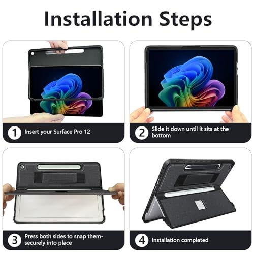 Protective Case for Microsoft Surface Pro 12 inch 2025 | Fall-Resistant Black