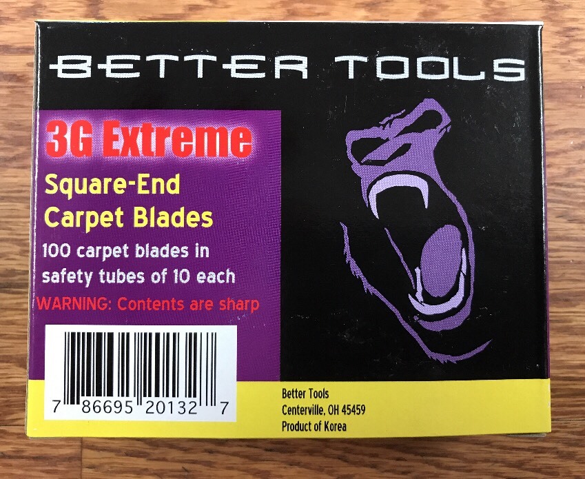 Better Tools Square Carpet Knife Blades, 100 Per Box