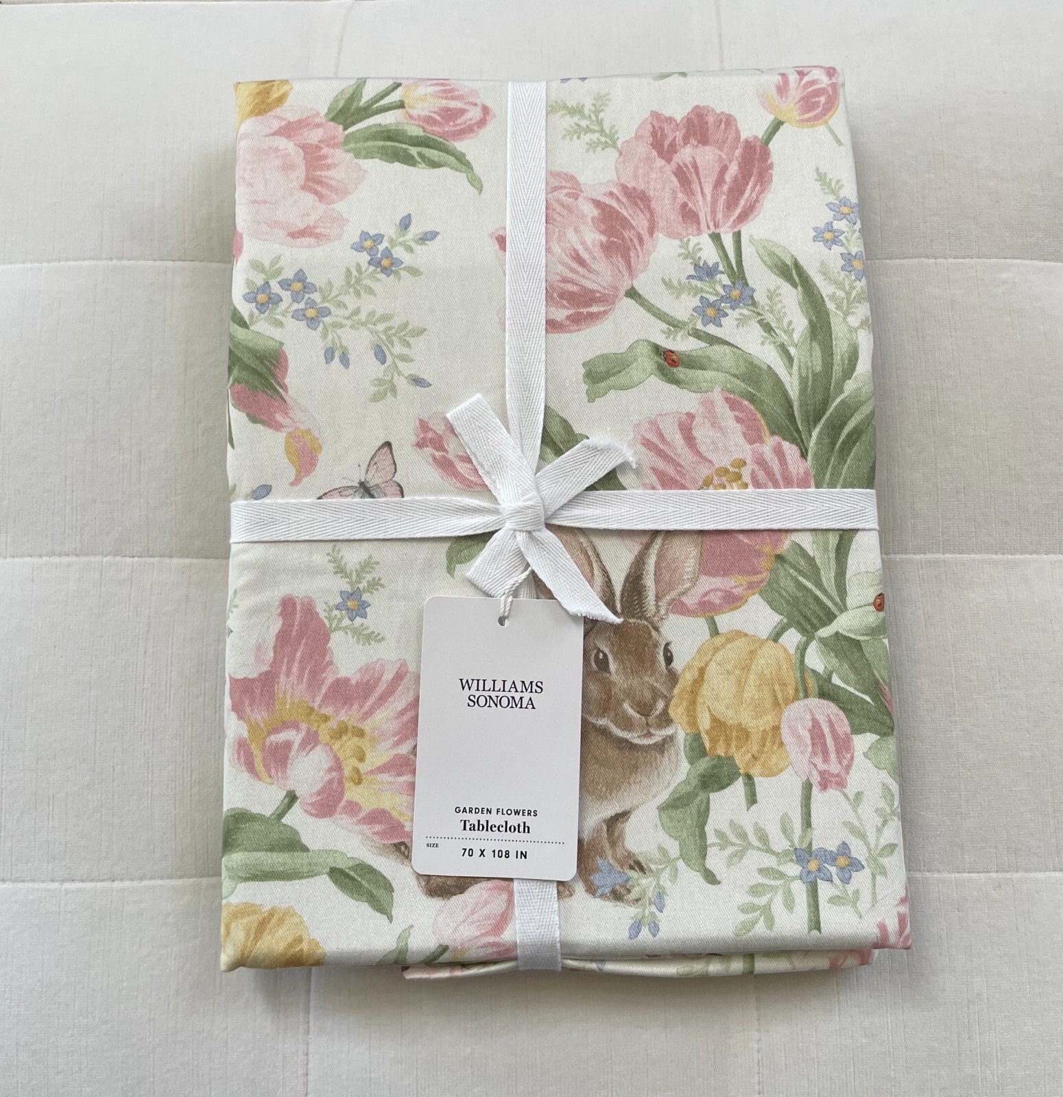 Williams Sonoma GARDEN FLOWERS Tablecloth  70" X  108" Spring Easter NWT