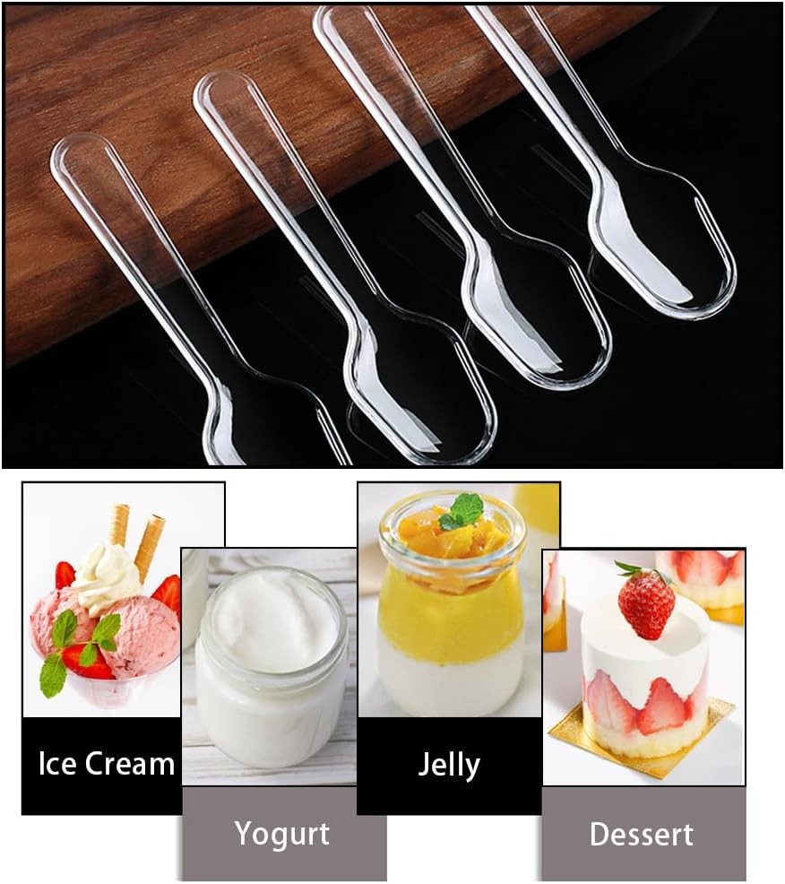1000 PCS Clear Spoons, Mini Plastic Sampling Spoons for Dessert Yogurt Party