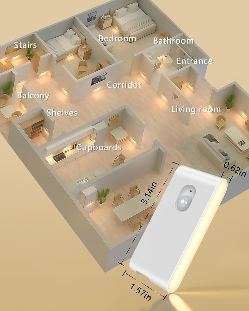 Stair Lights Indoor,Warm White Rechargeable Night Light,Wireless Motion Sensor N