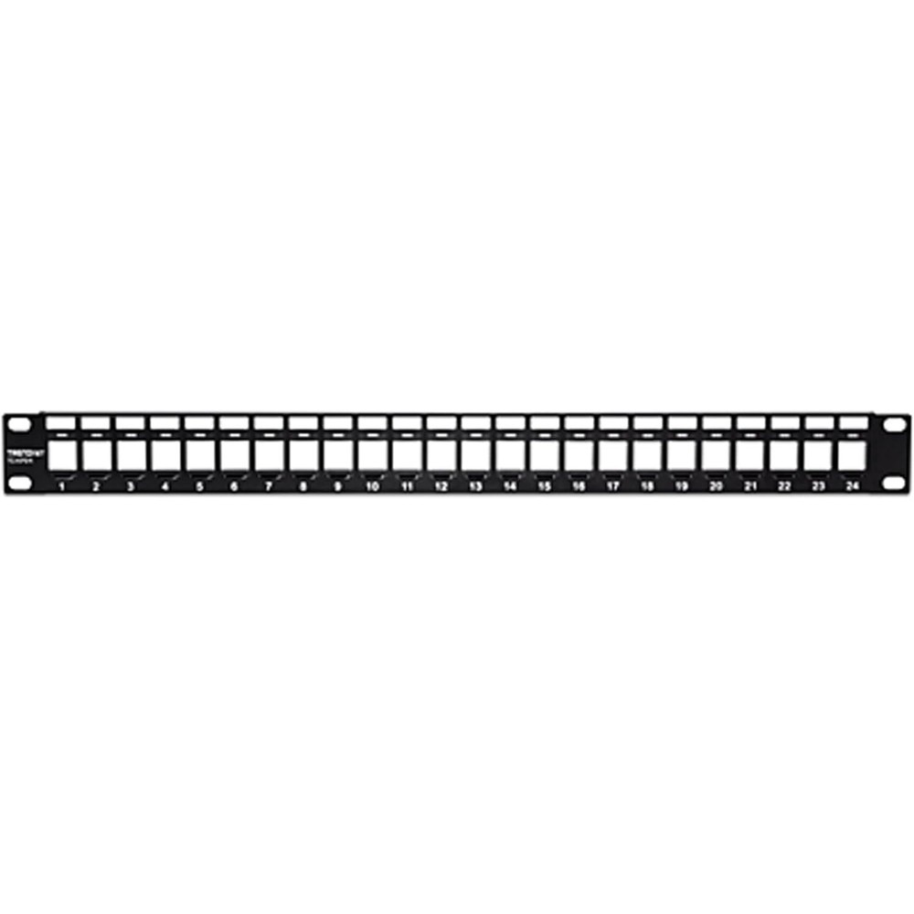 Elegant 24-Port Patch Panel: 1U Rackmount, Compatible with Cat6 Keystone Jacks