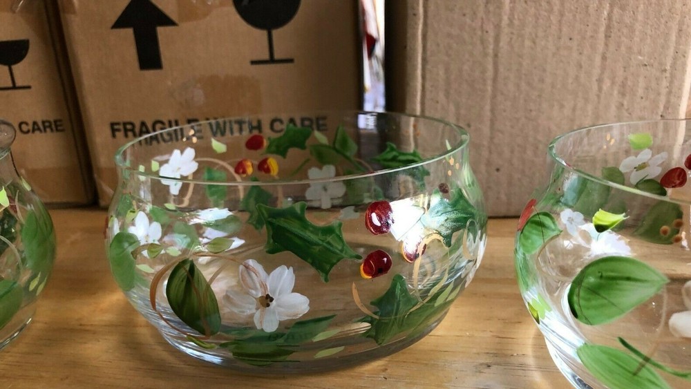 Glass Christmas Bowl Set 3-Pieces and Stackable